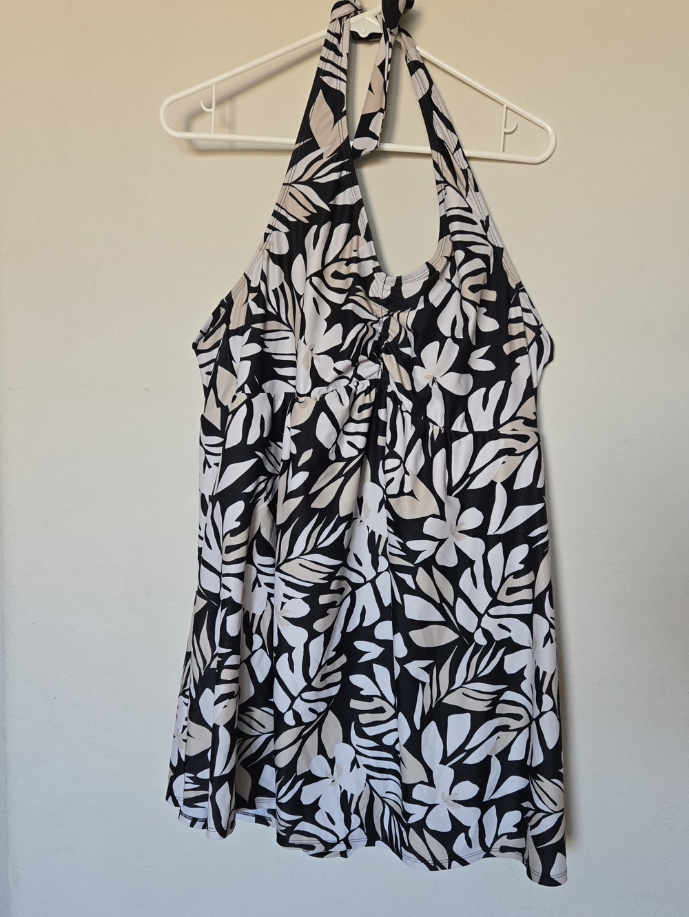 Black, White & Cream Floral Halter Maternity Swimsuit